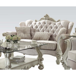 Escalera Loveseat - Ivory Velvet and Bone White