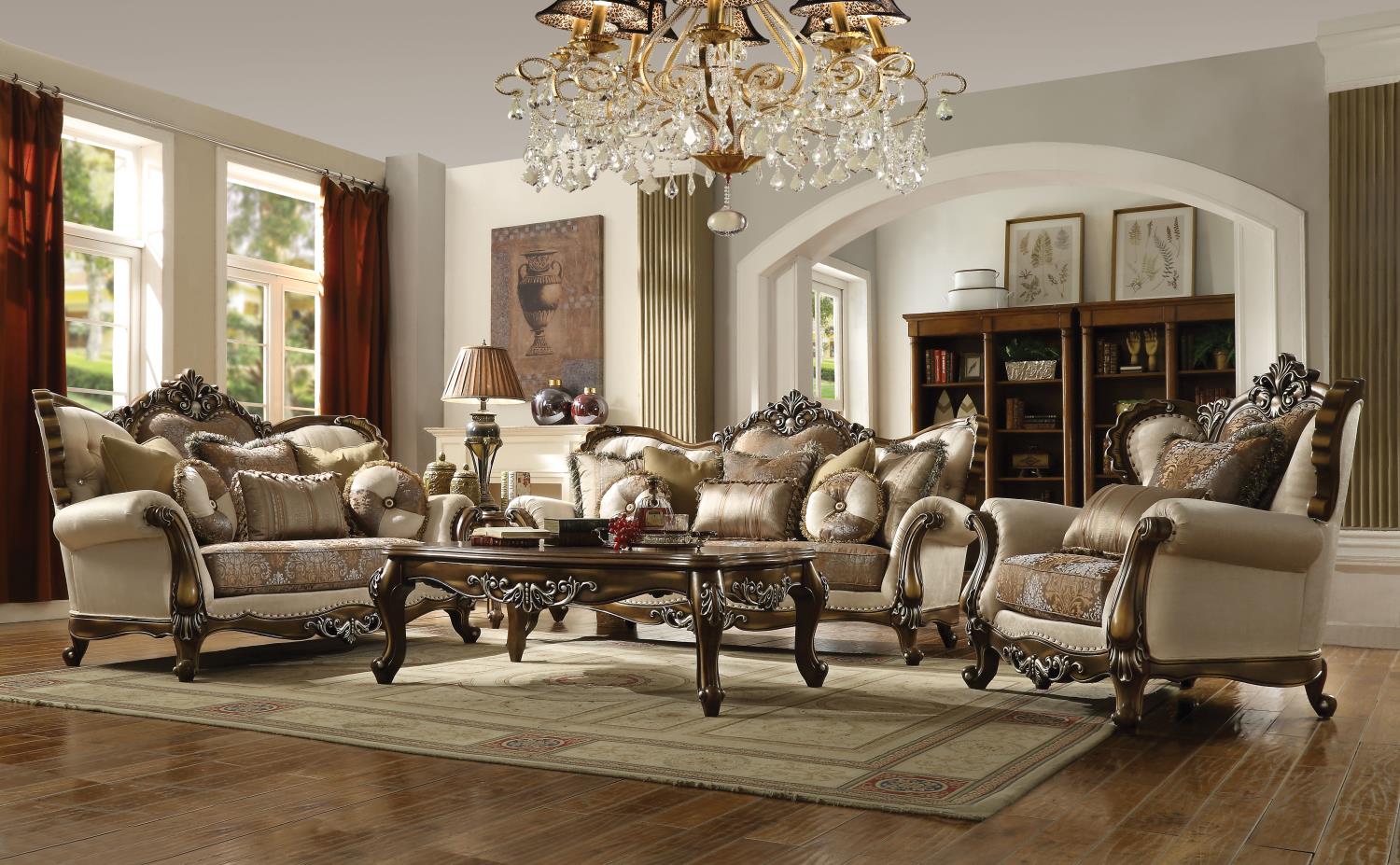 Earthen Sofa - Tan and Antique Oak