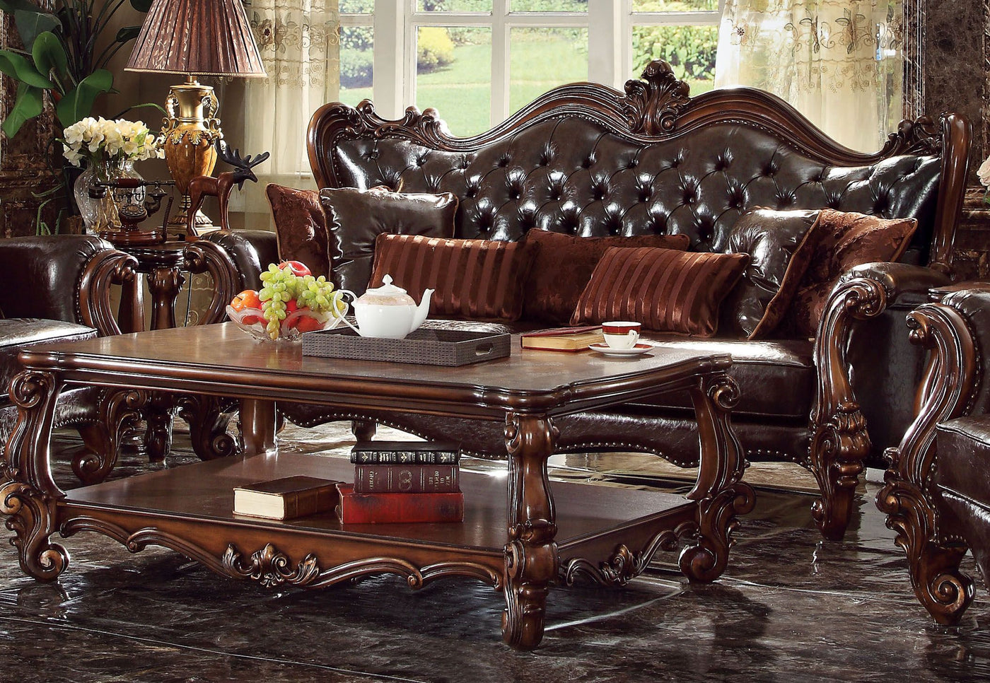 Escalera Sofa - Dark Brown and Cherry Oak