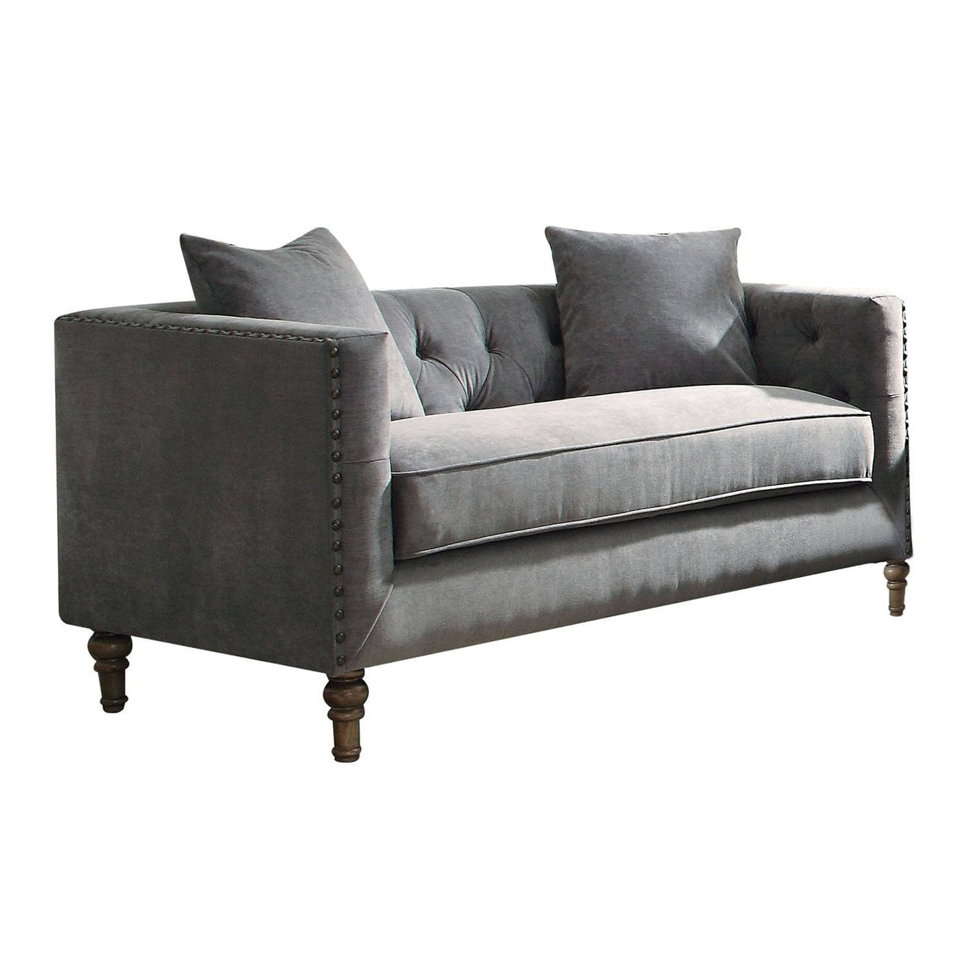 Nihei Velvet Loveseat - Grey