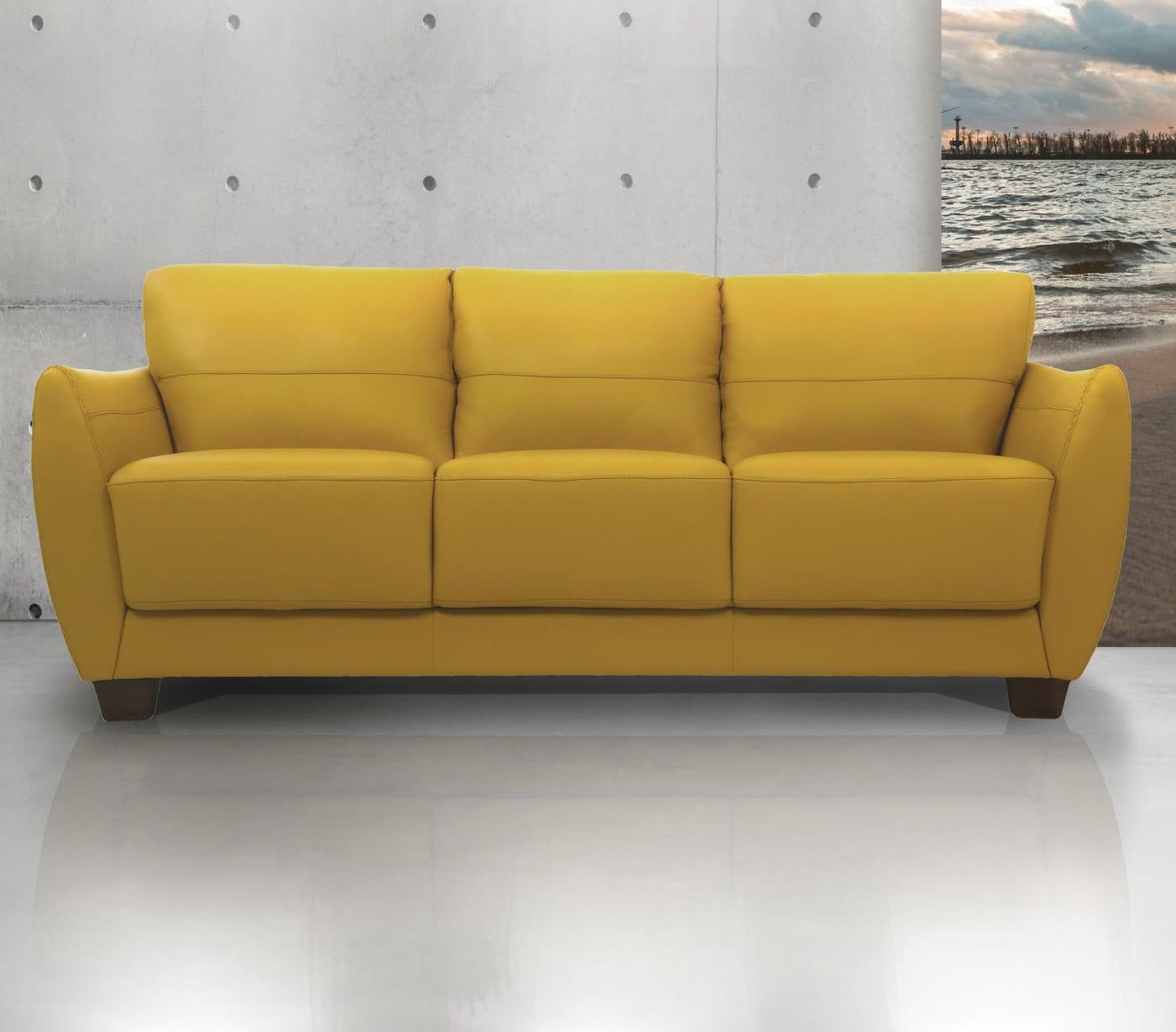 Jon Perse Leather Sofa - Mustard