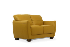 Jon Perse Leather Loveseat - Mustard