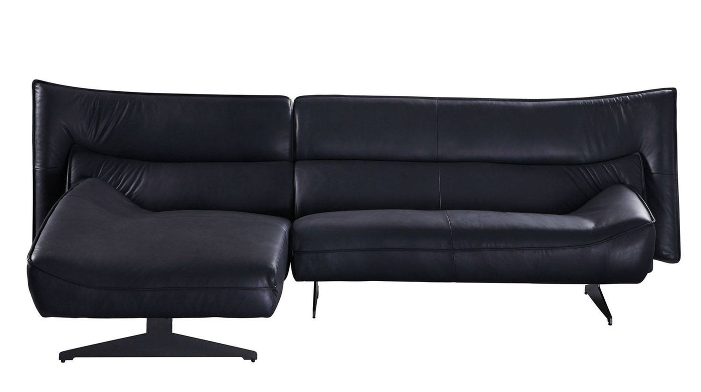 Cutler Leather Left-Facing Sectional - Black