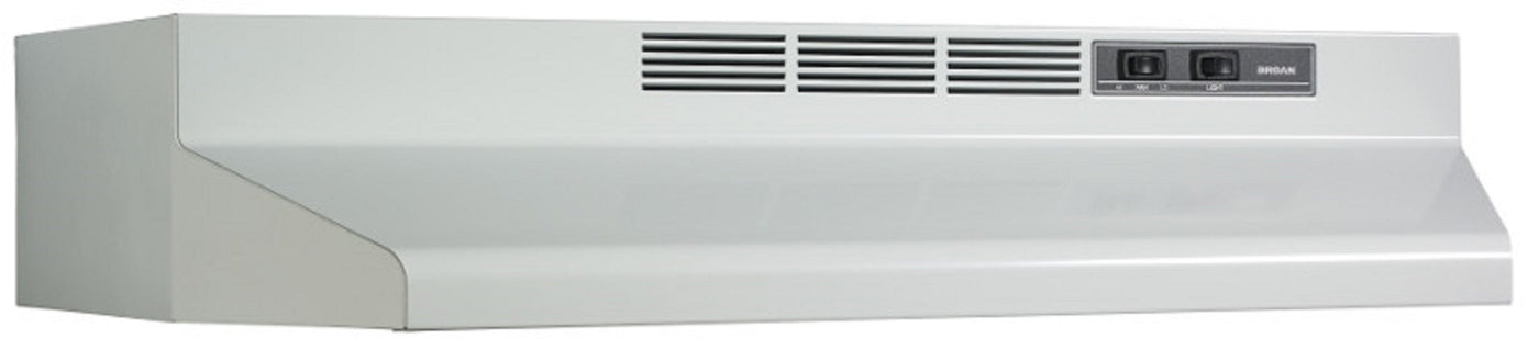 Broan White with Black Trim 30" 210 Max CFM Under-the-Cabinet Range Hood - BU230WH
