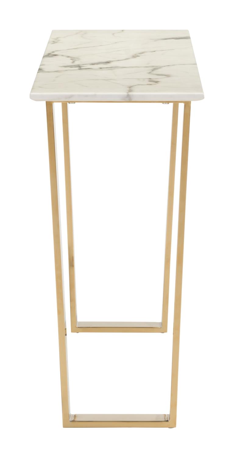 Nezahual Console Table - Stone/Gold