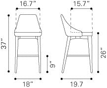La Paz Counter Chair - Grey