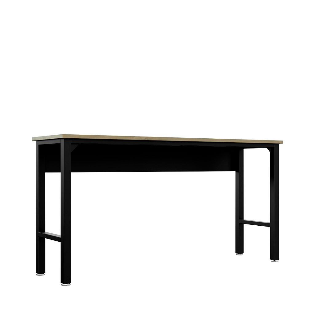 Maximus Natural Wood/Steel Garage Table - Charcoal Grey