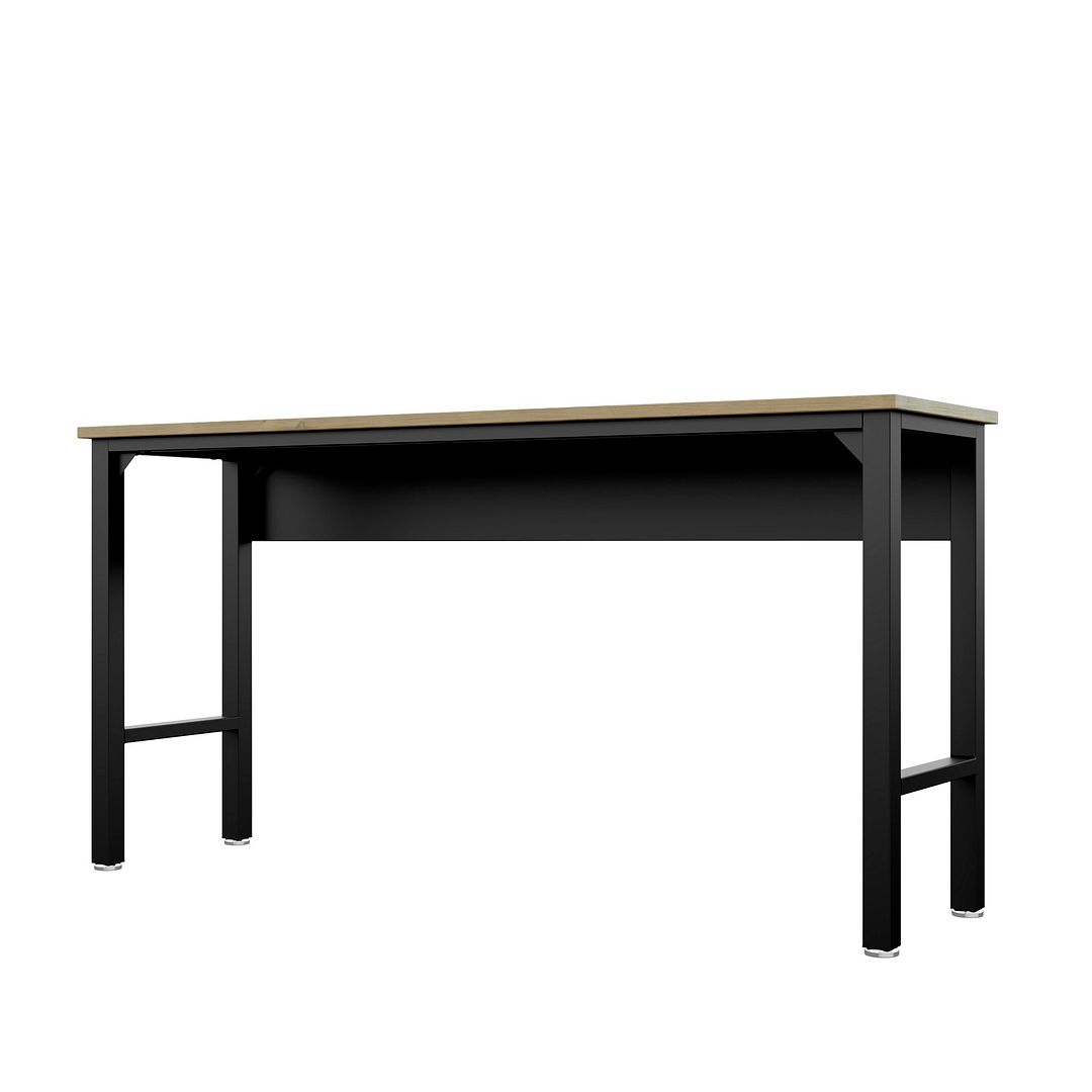 Maximus Natural Wood/Steel Garage Table - Charcoal Grey
