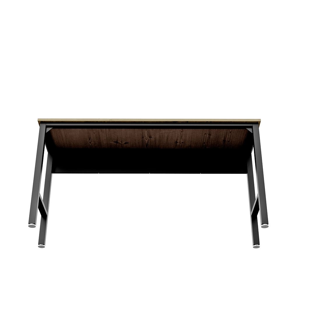 Maximus Natural Wood/Steel Garage Table - Charcoal Grey