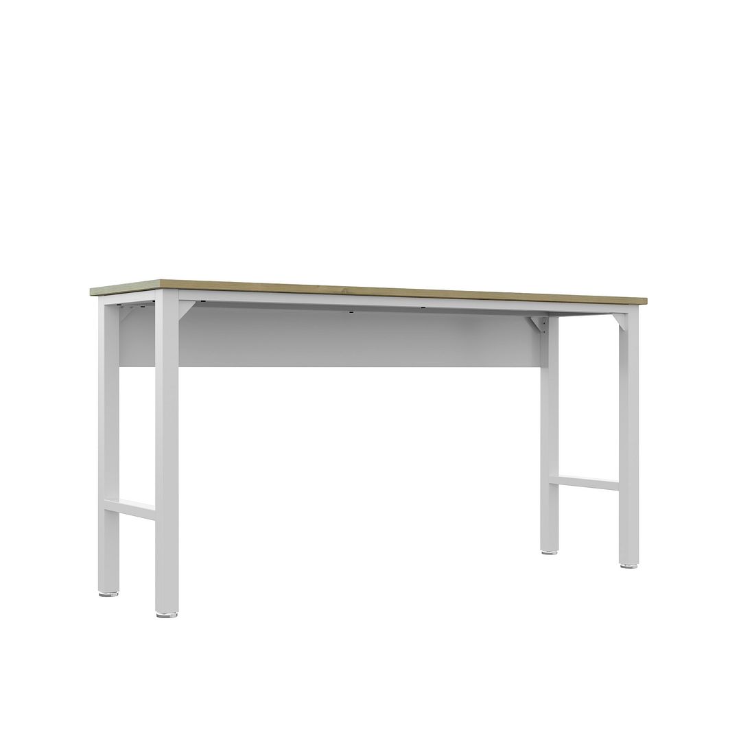 Maximus Natural Wood/Steel Garage Table - White