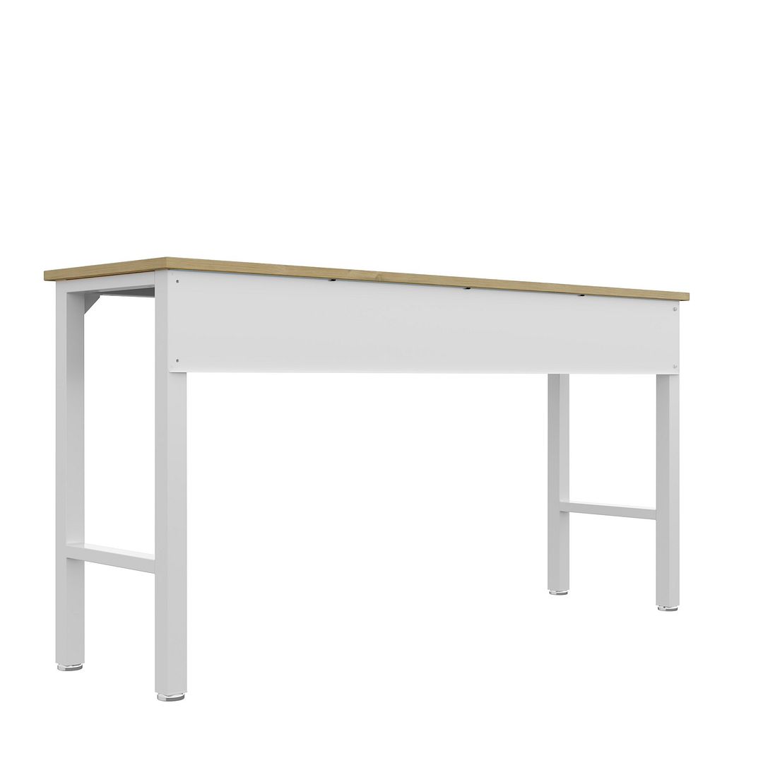 Maximus Natural Wood/Steel Garage Table - White