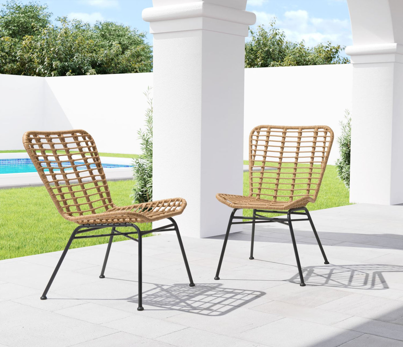 Rosthern Outdoor Dining Chair - Natural/Black - Set of 2