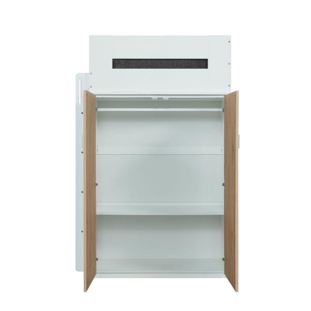 Mangana Twin Loft Bed with Bookcase - White/Natural