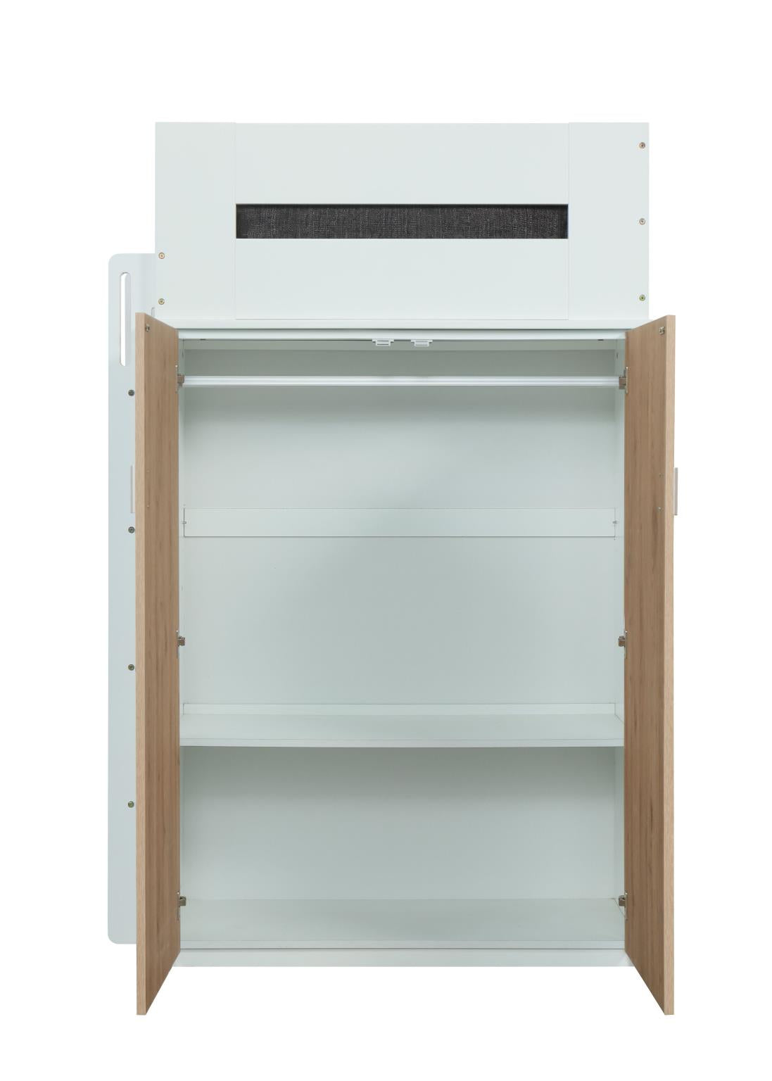 Mangana Twin Loft Bed with Bookcase - White/Natural