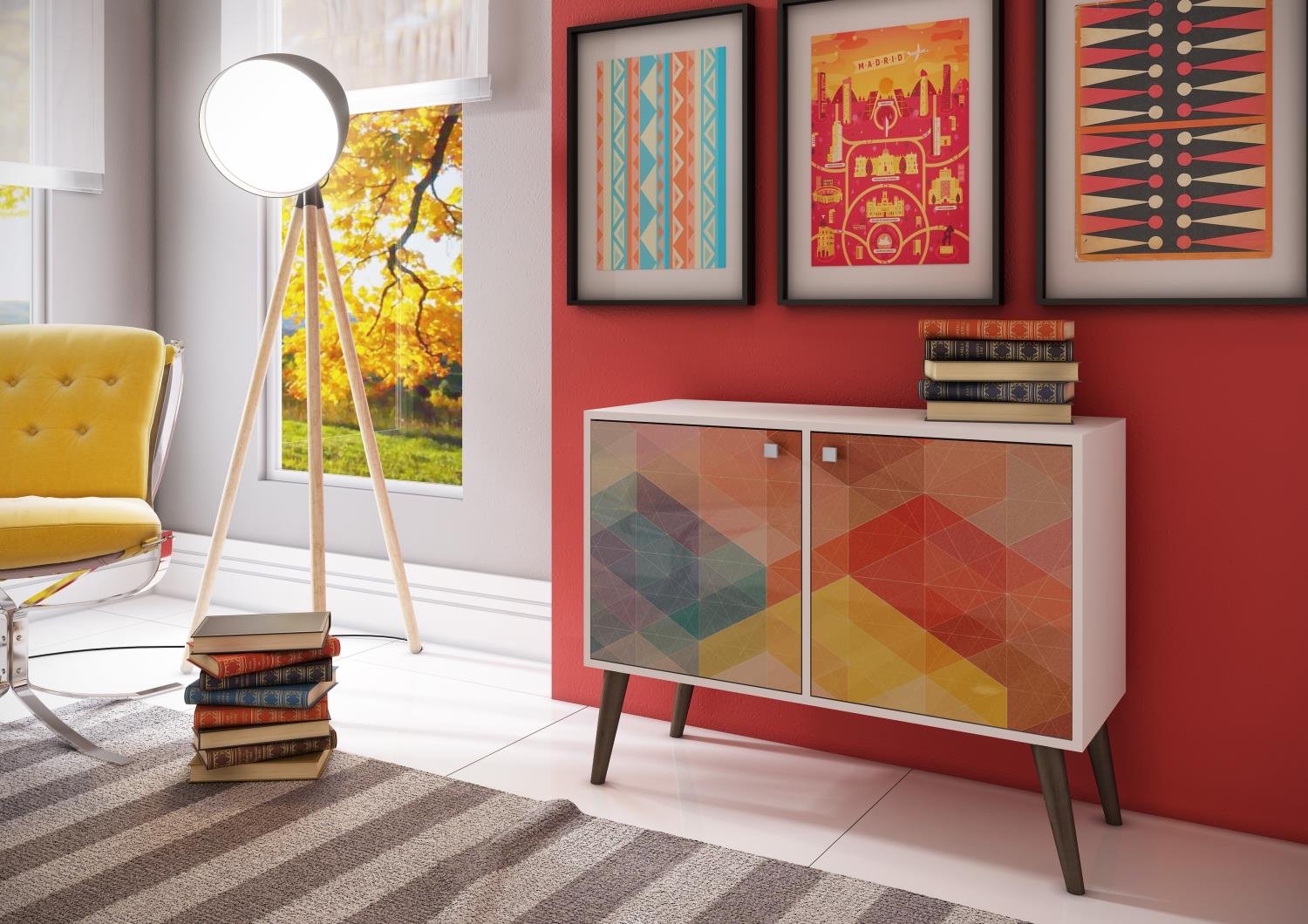 Namuli II Console Table - White/Stamp