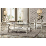 Escalera Coffee Table - Bone White and Clear Glass