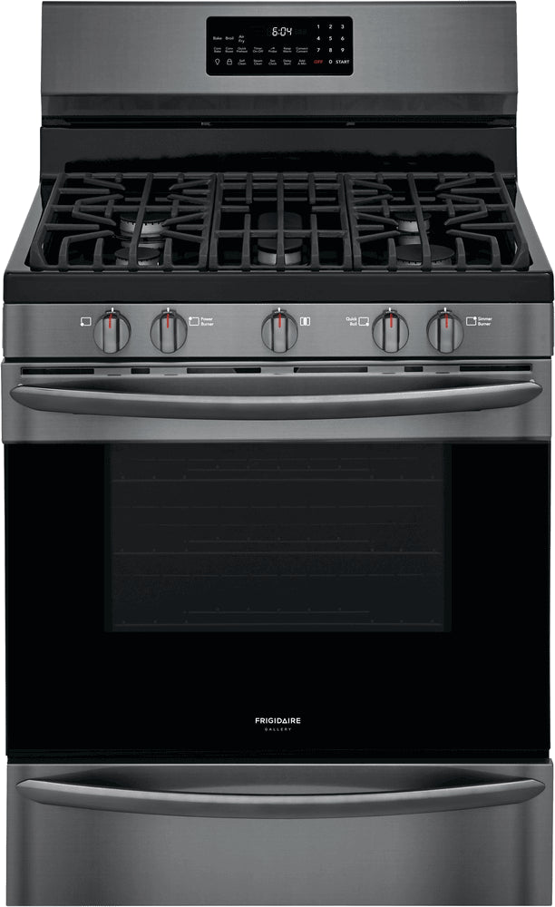 Frigidaire Gallery Black Stainless Steel Freestanding Front Control Gas Range with Air Fry - GCRG3060AD
