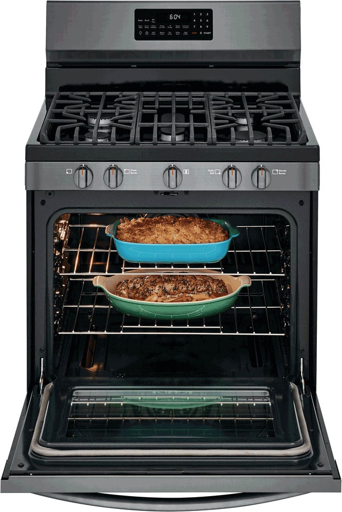 Frigidaire Gallery Black Stainless Steel Freestanding Front Control Gas Range with Air Fry - GCRG3060AD