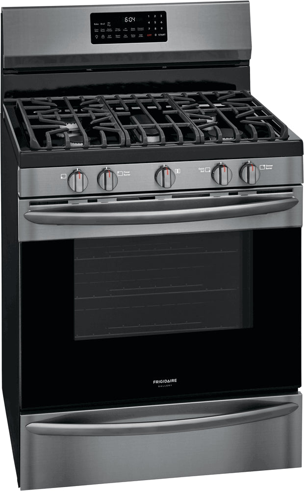 Frigidaire Gallery Black Stainless Steel Freestanding Front Control Gas Range with Air Fry - GCRG3060AD