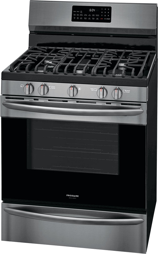Frigidaire Gallery Black Stainless Steel Freestanding Front Control Gas Range with Air Fry - GCRG3060AD