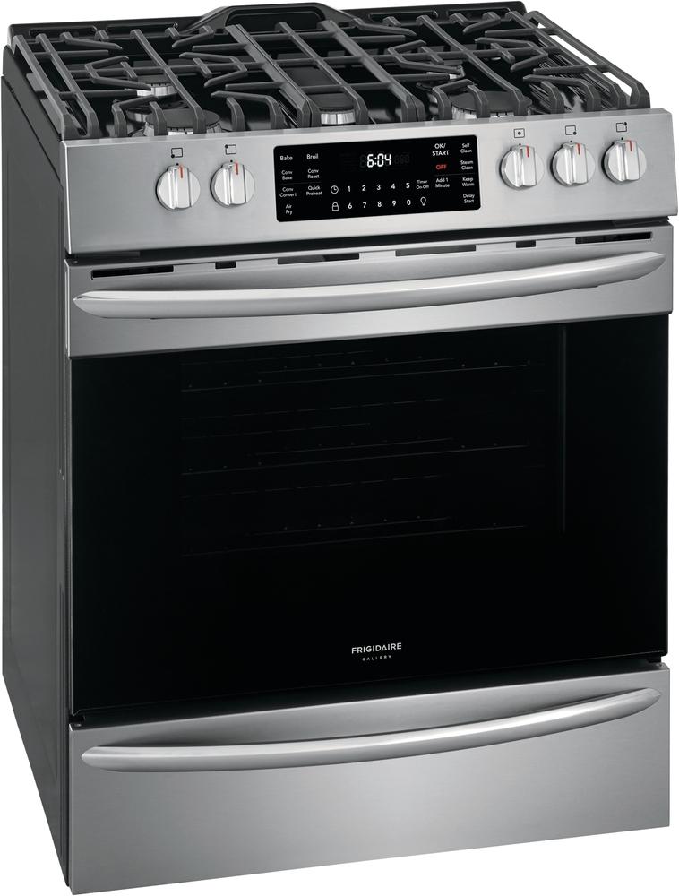 Frigidaire Gallery Smudge-Proof Stainless Steel Slide-In Gas Convection Range with Air Fry (5.6 Cu. Ft.) - FGGH3047VF
