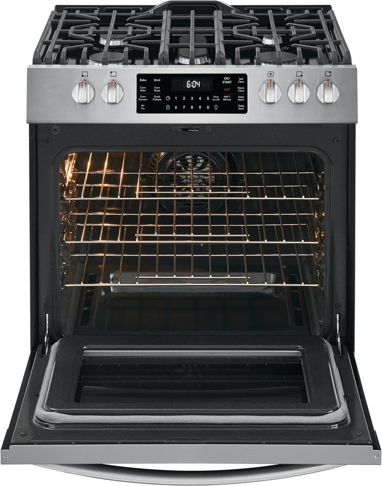 Frigidaire Gallery Smudge-Proof Stainless Steel Slide-In Gas Convection Range with Air Fry (5.6 Cu. Ft.) - FGGH3047VF