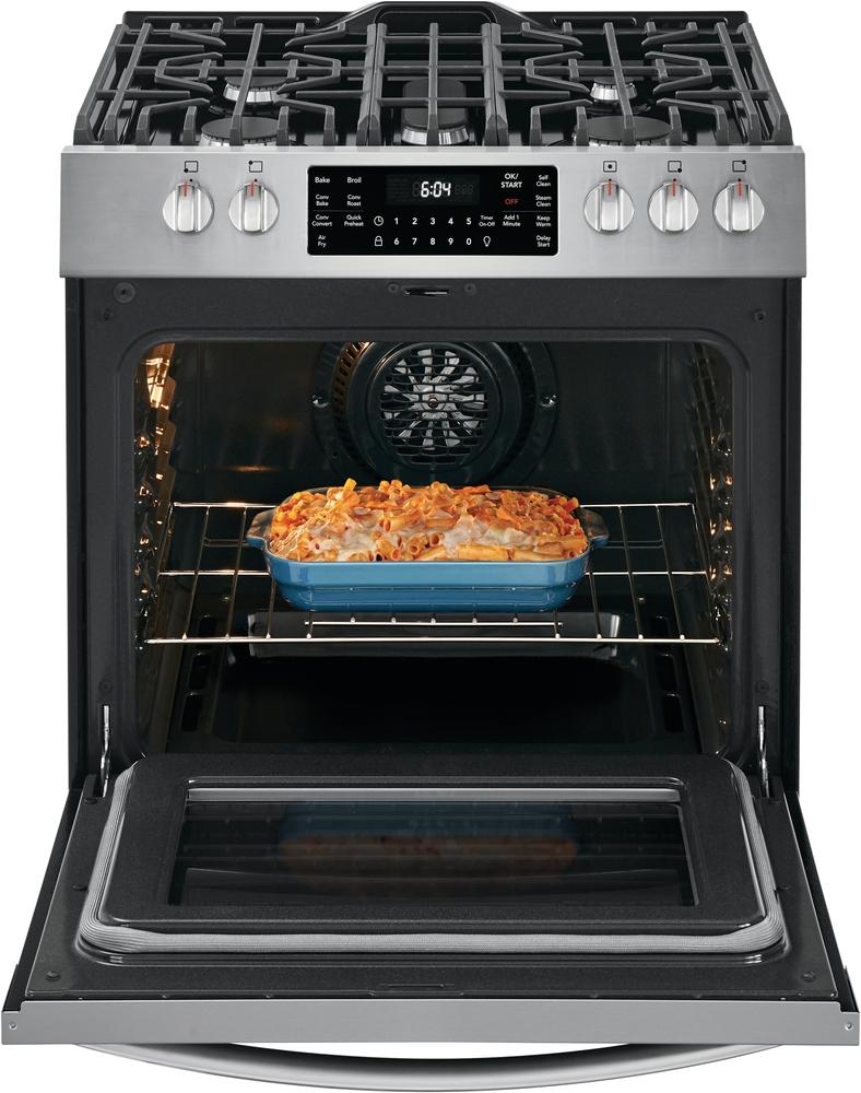 Frigidaire Gallery Smudge-Proof Stainless Steel Slide-In Gas Convection Range with Air Fry (5.6 Cu. Ft.) - FGGH3047VF