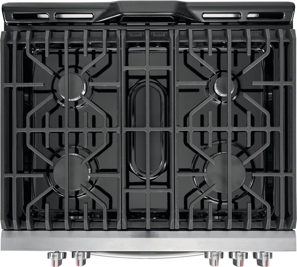 Frigidaire Gallery Smudge-Proof Stainless Steel Slide-In Gas Convection Range with Air Fry (5.6 Cu. Ft.) - FGGH3047VF