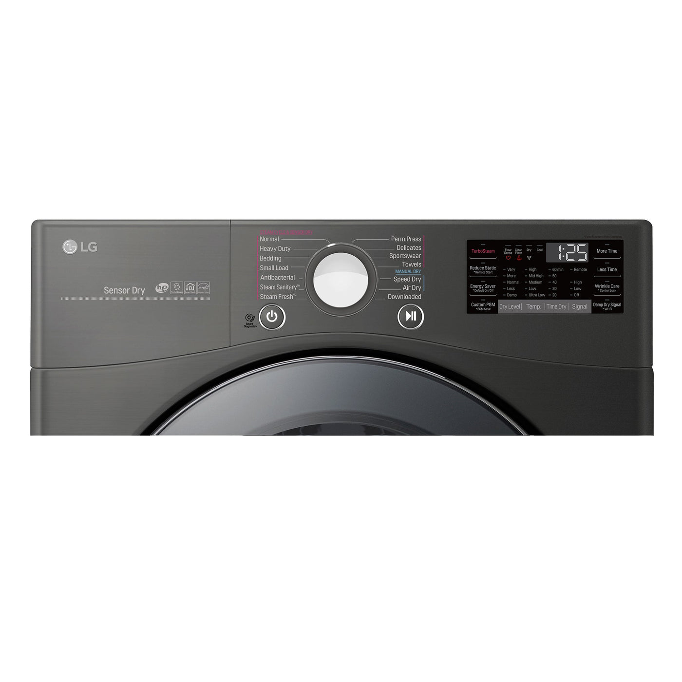 LG Black Steel Front-Load Electric TurboSteam™ Dryer (7.4 Cu. Ft.) - DLEX3900B