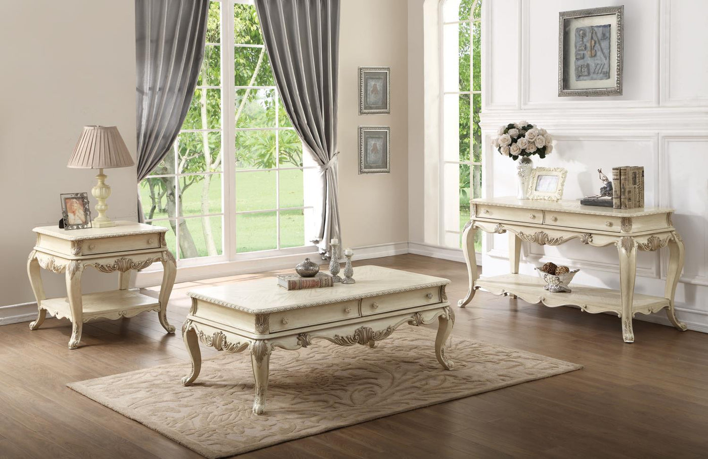 Vera End Table - Antique White
