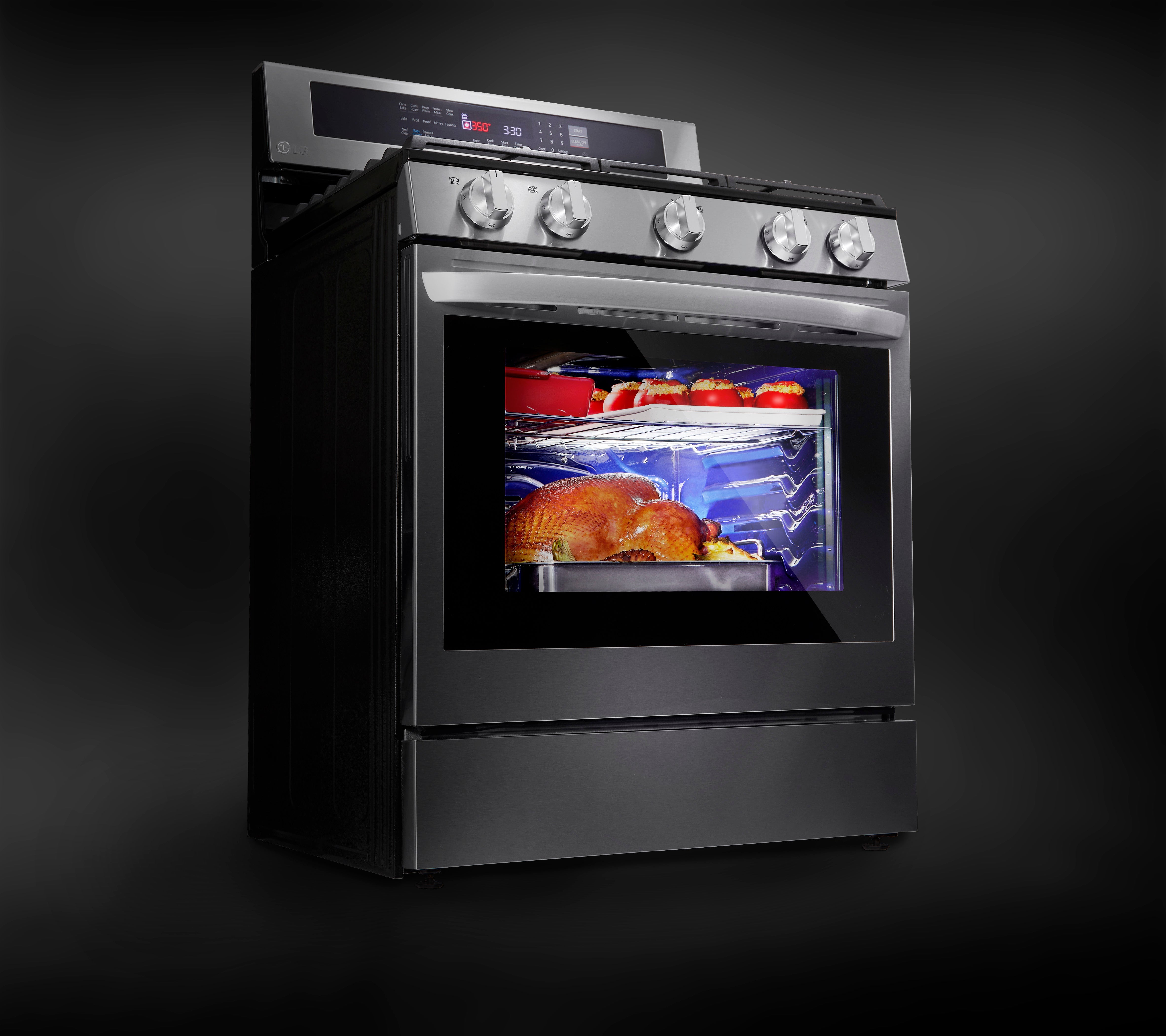 LG Smudge Resistant Stainless Steel True Convection InstaView™ Gas Range with Air Fry and Wi-Fi Enabled (5.8 Cu.Ft) - LRGL5825F