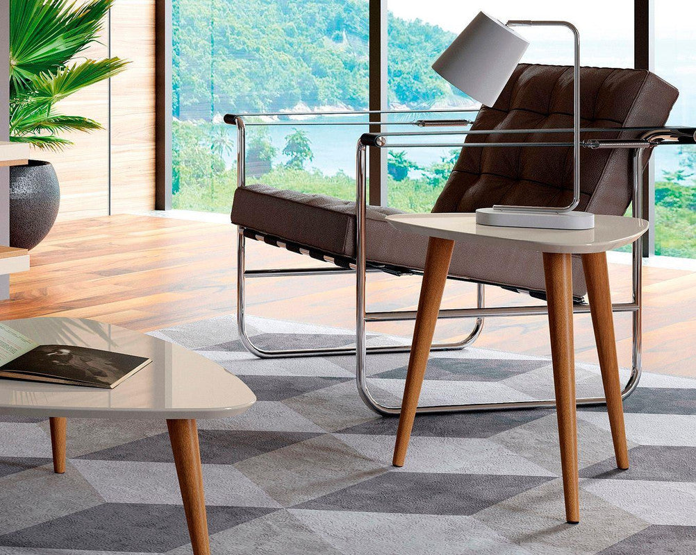 Aketi Triangular End Table - White Gloss