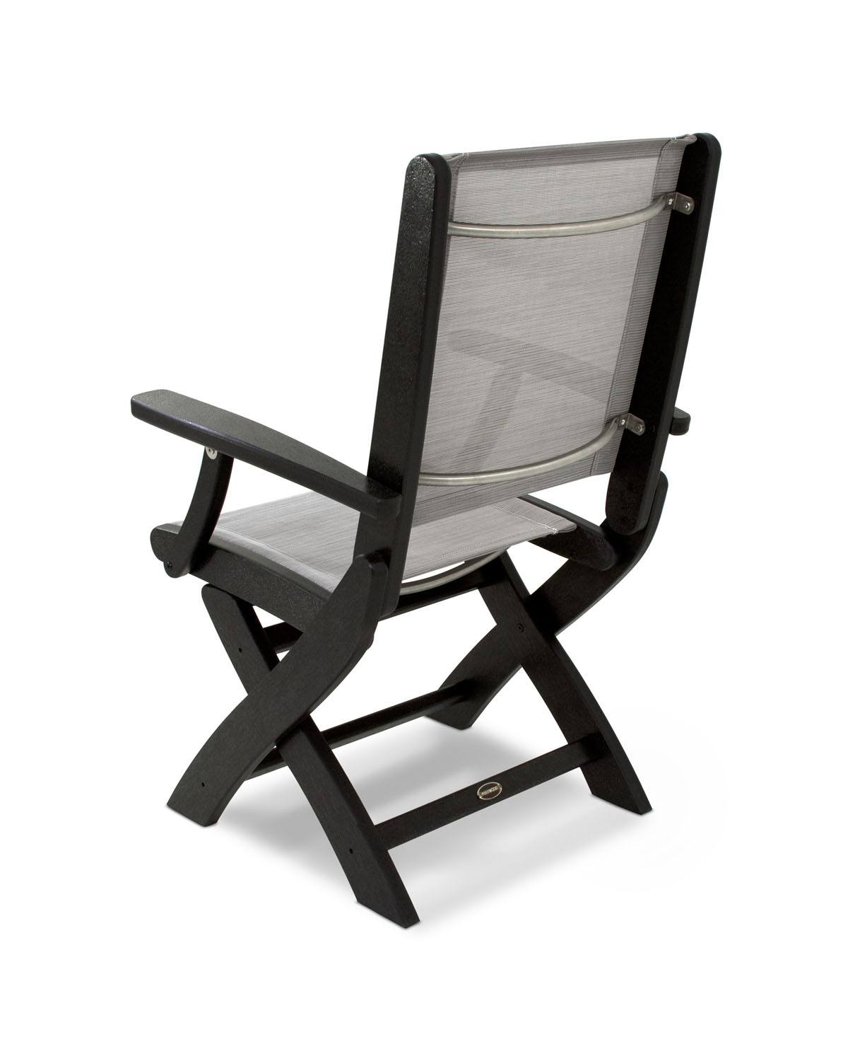POLYWOOD® Coastal Folding Chair - Textured Black /Metallic