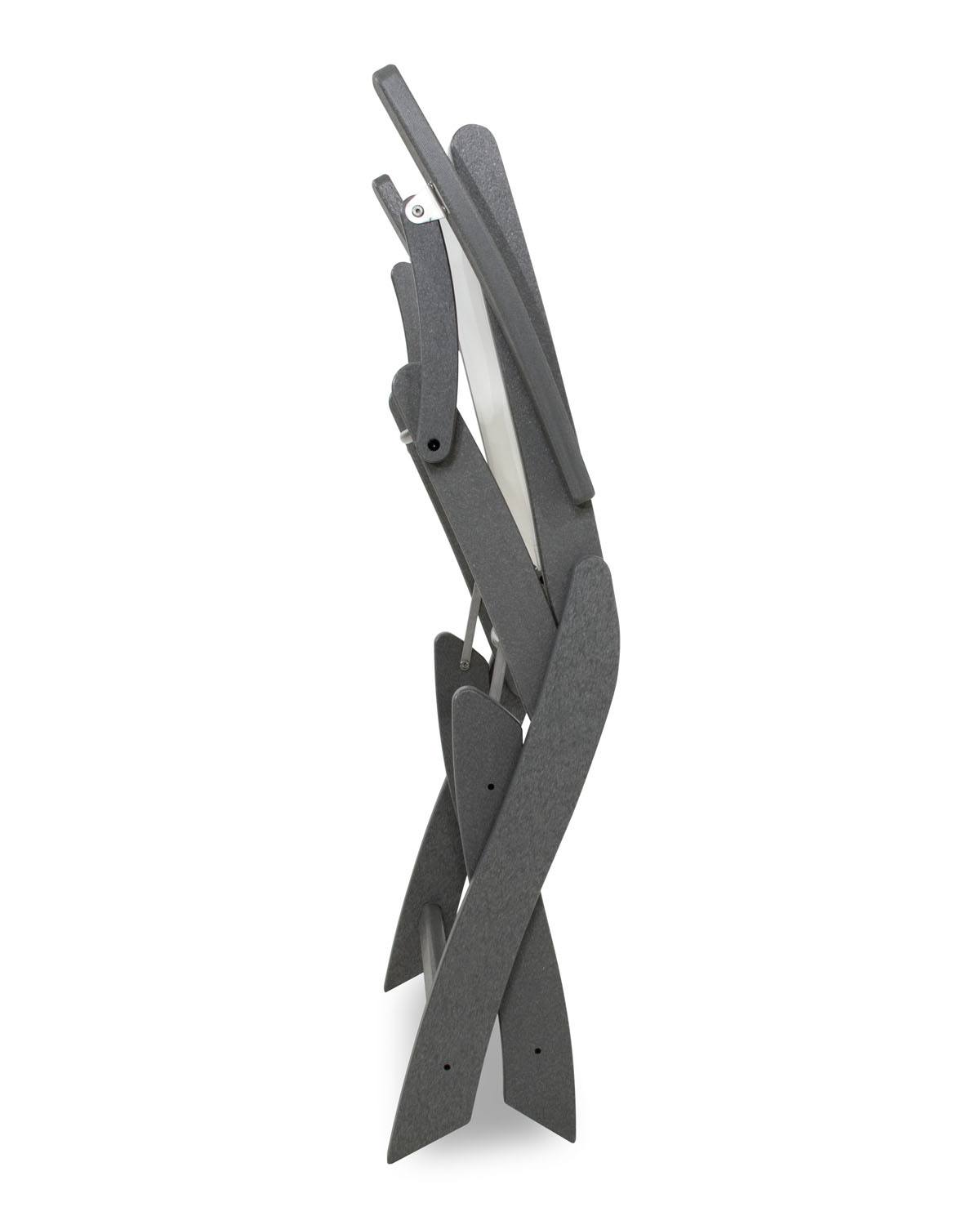POLYWOOD® Coastal Folding Chair - Textured Silver/Slate Grey/White Sling