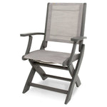 POLYWOOD® Coastal Folding Chair - Textured Silver/Slate Grey /Metallic