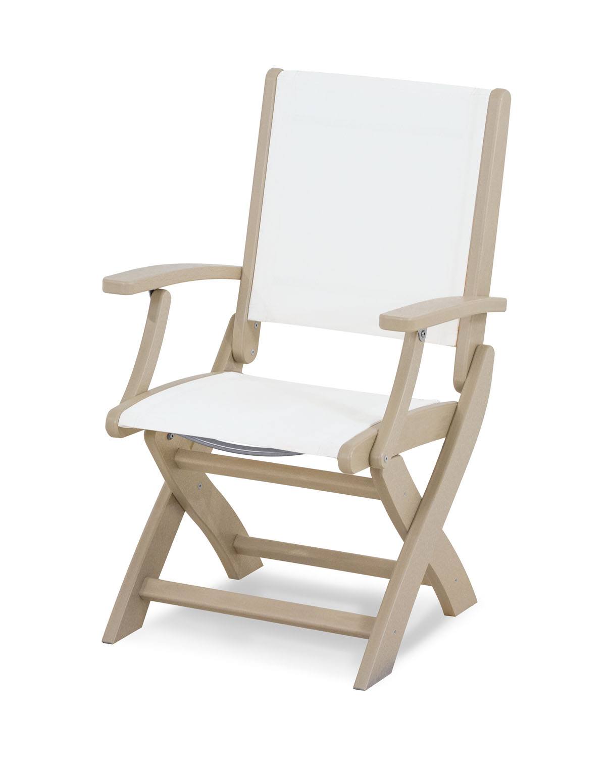 POLYWOOD® Coastal Folding Chair - Sand/White