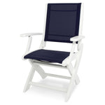 POLYWOOD® Coastal Folding Chair - White/Navy Blue