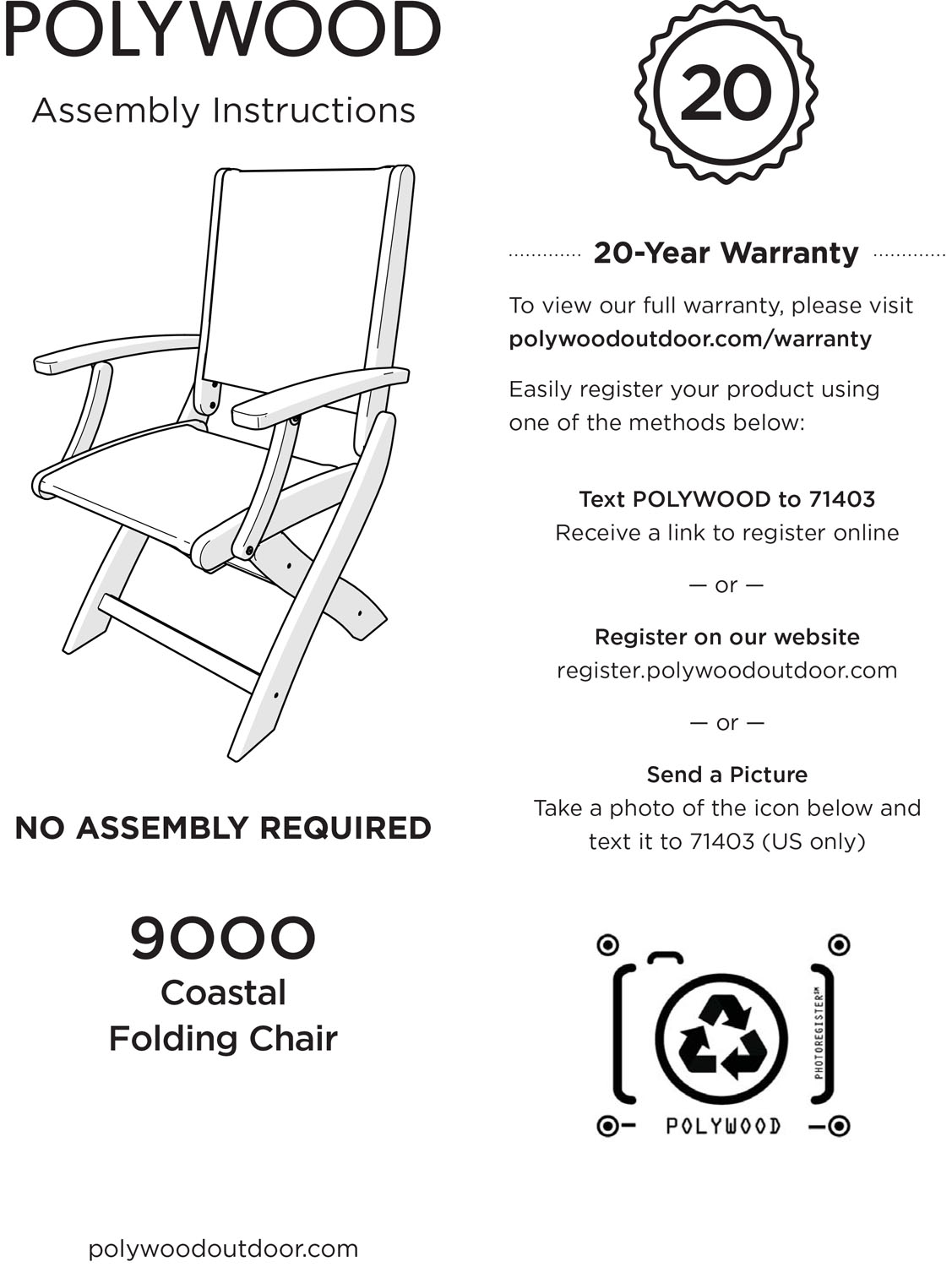 POLYWOOD® Coastal Folding Chair - Textured Silver/Slate Grey /Metallic