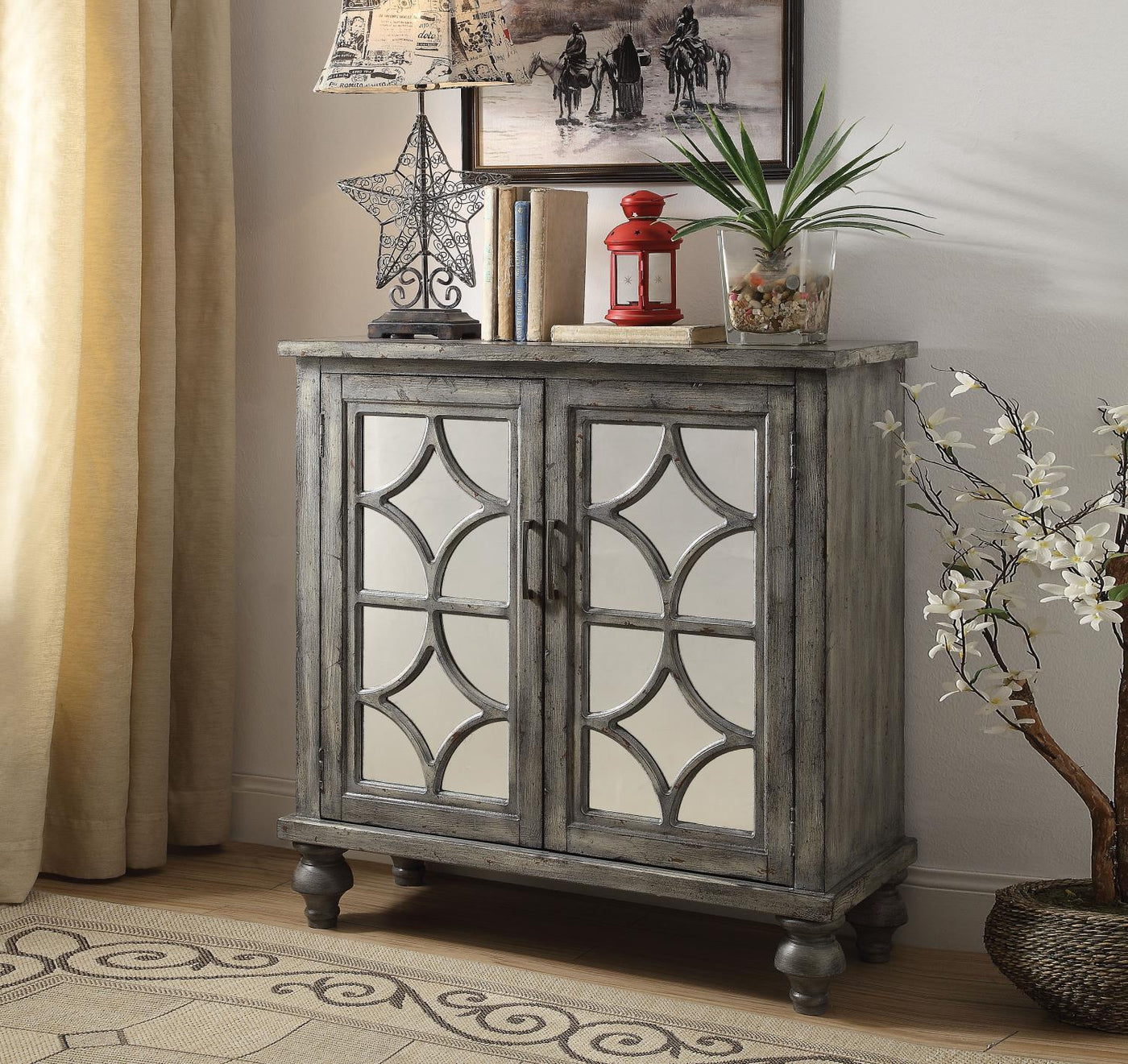 Klisa Console Table with Two Doors- Weathered Grey