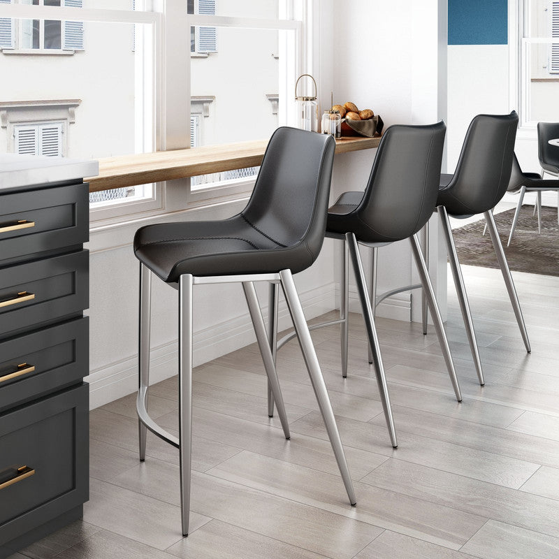 Teglberg Counter Height Stool - Black/Silver - Set of 2