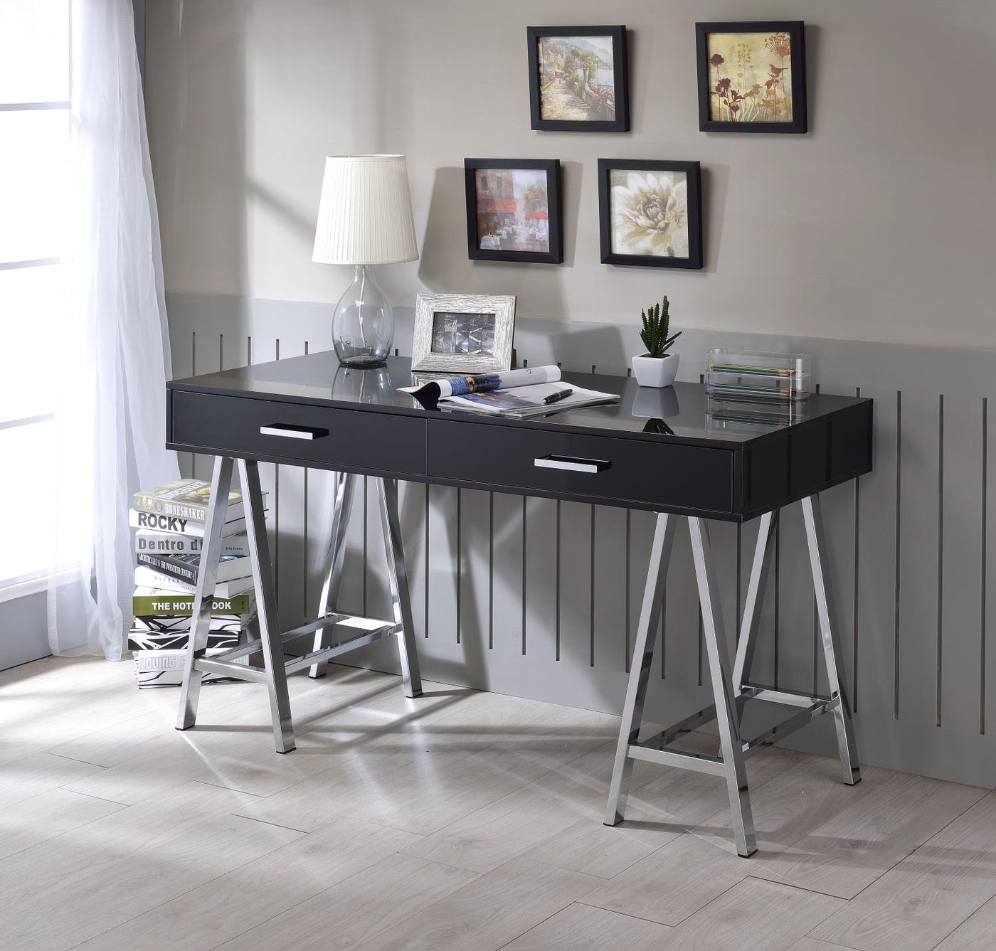 Anamudi Office/Accent Desk with USB - Chrome