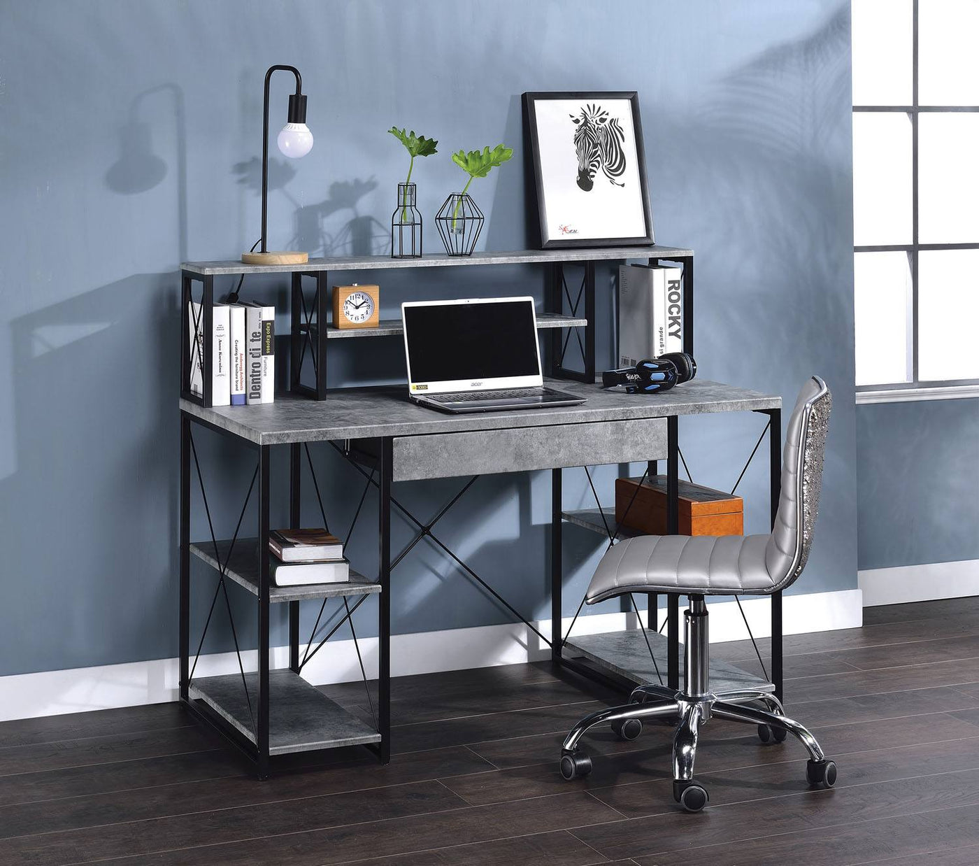 Orville Office Desk - Faux Concrete