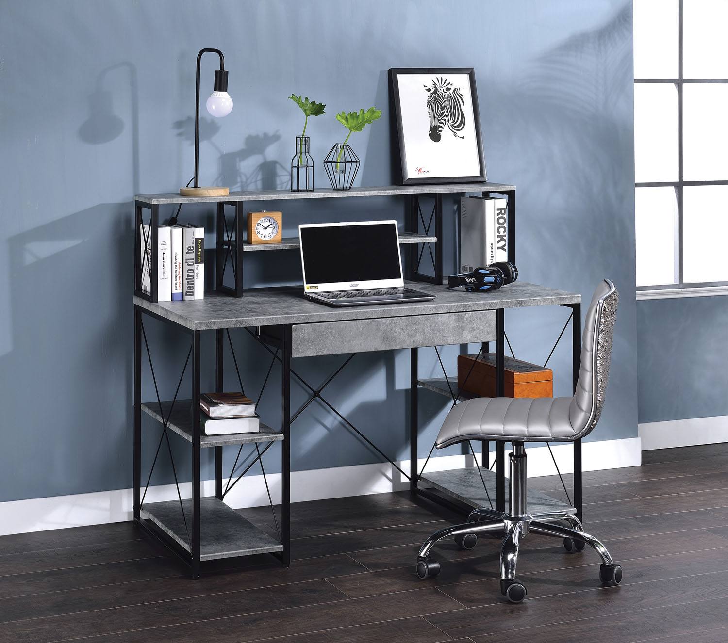 Orville Office Desk - Faux Concrete