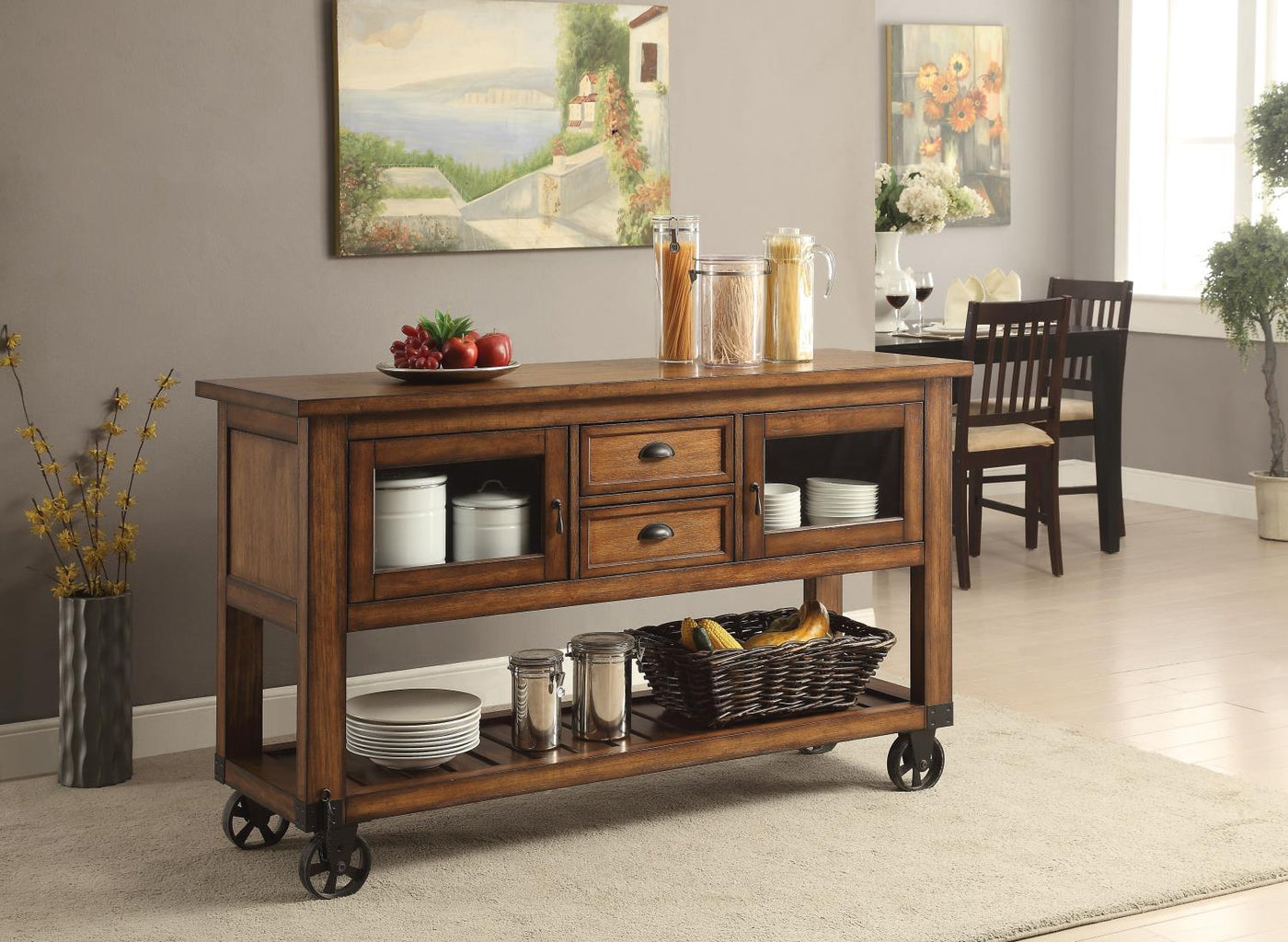 Wesport - II Kitchen Cart - Distressed Chestnut