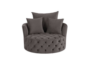 Eyrar Velvet Swivel Accent Chair - Grey