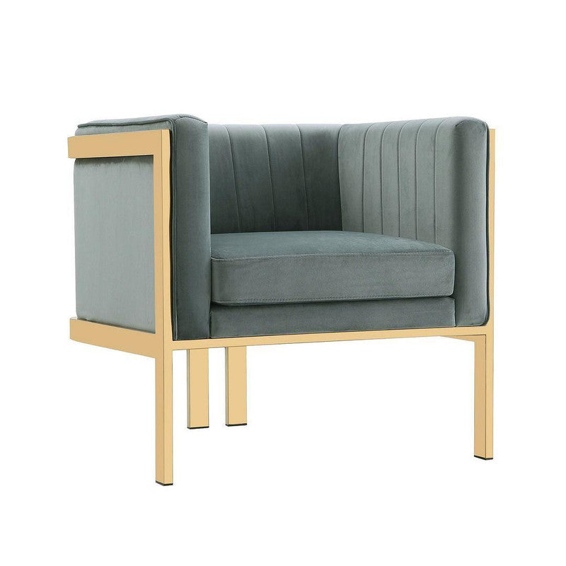 Lahti Velvet Accent Armchair - Warm Grey