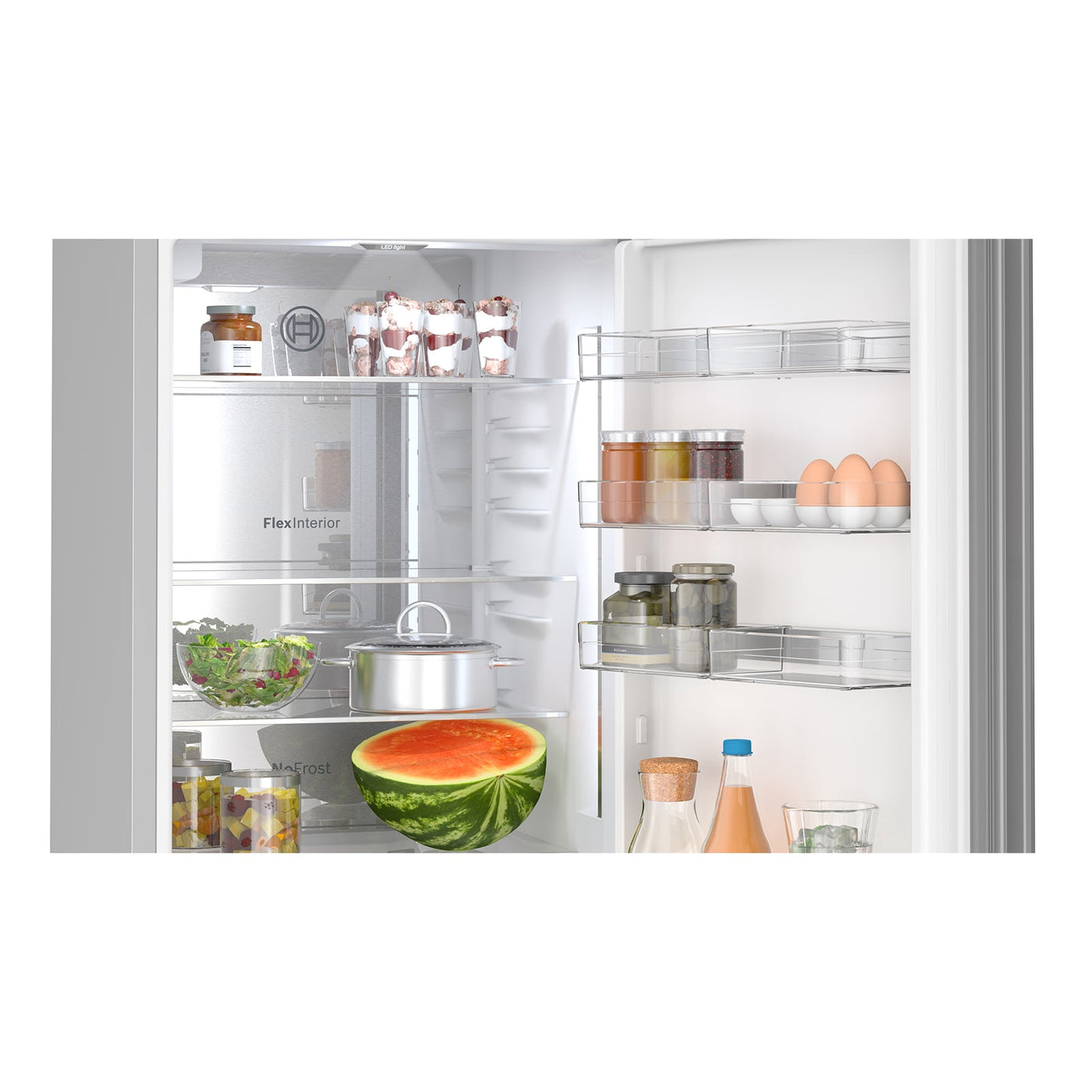 Bosch 24" White Glass Smart Free-Standing Counter-depth Bottom Freezer Refrigerator with Home Connect (12.8 Cu. Ft) - B24CB80ESW