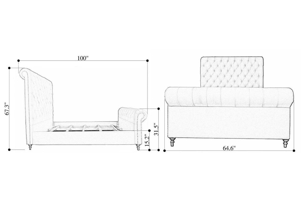 Tongeren Queen Bed - Cream
