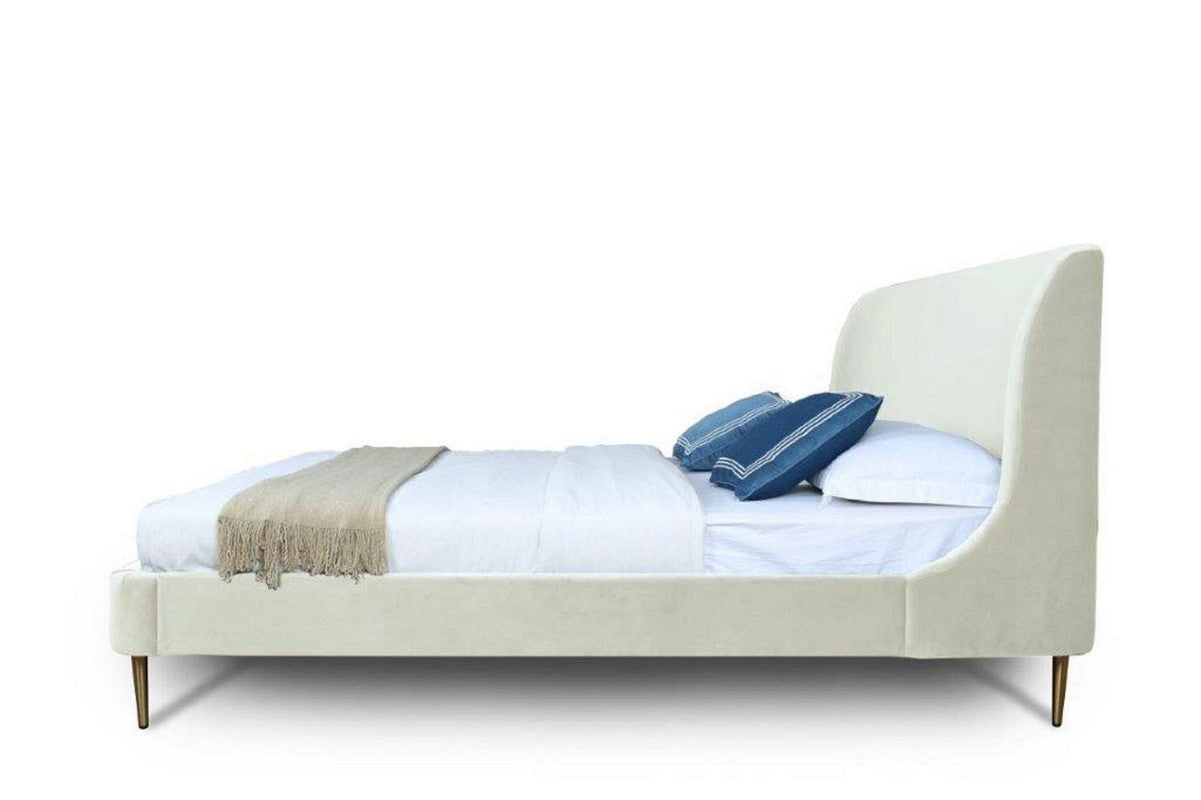 Stege Velvet Full Bed - Cream