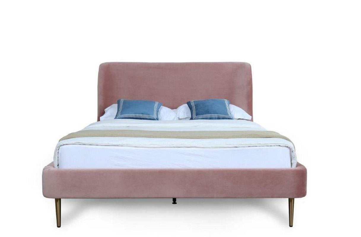 Stege Velvet Queen Bed - Blush